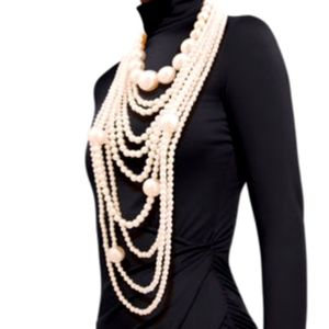 💋💕Luxe Fabulous Designer Style Necklace Multilayer Chunky Pearl Necklace Set